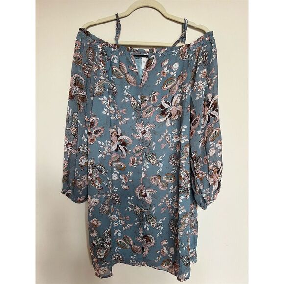 Hayden Women's Blue Floral Off-Shoulder Knee Length Dress - Picture 1 of 8